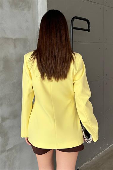 Toptan Sarı Belden Oturtmalı Blazer Ceket
