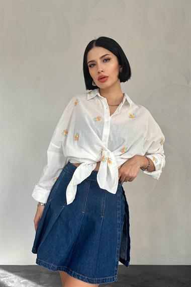 Toptan Sarı Çiçek Desen Gömlek