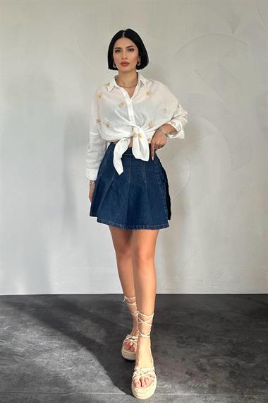 Toptan Sarı Çiçek Desen Gömlek