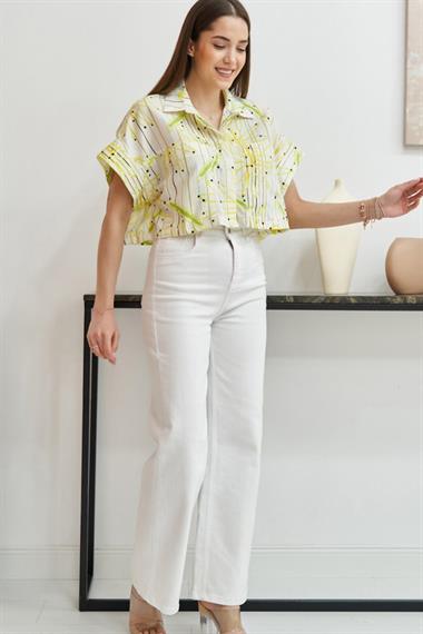 Toptan Sarı Desenli Gömlek