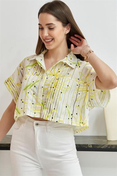 Toptan Sarı Desenli Gömlek