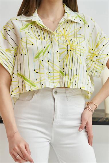 Toptan Sarı Desenli Gömlek