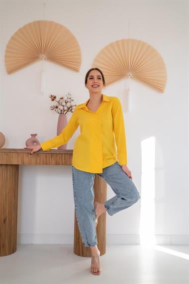 Toptan Sarı Düğmeli Gömlek