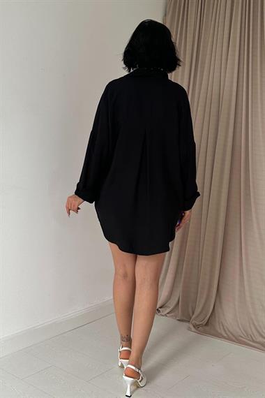 Toptan Siyah 8 Parça Taşlı Gömlek