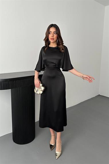 Toptan Siyah Arkası Bağcıklı Elbise