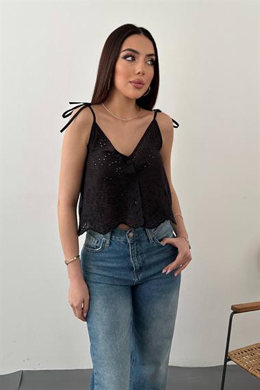 Wholesale Black Laced Embroidered Blouse