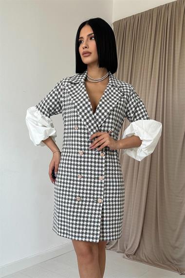 Toptan Siyah Balon Kol Ceket Elbise