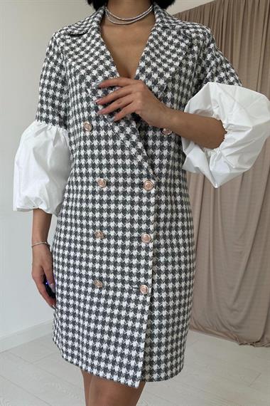 Toptan Siyah Balon Kol Ceket Elbise