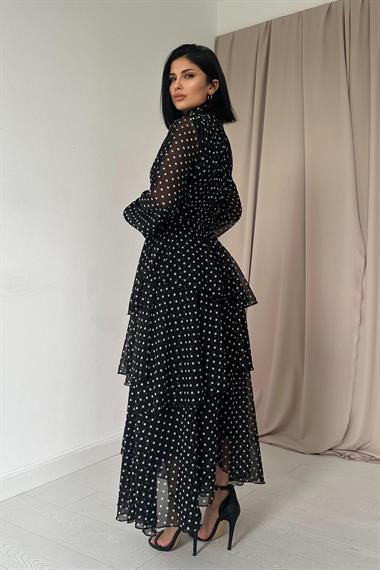 Toptan Siyah Bel Detaylı Elbise