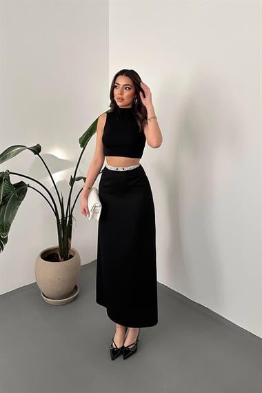 Toptan Siyah Beli Lastikli Etek