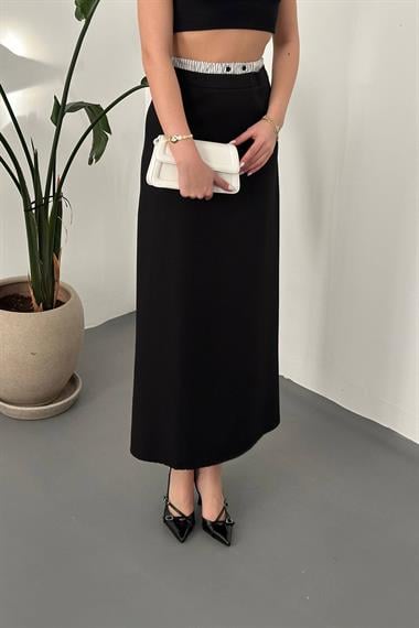 Toptan Siyah Beli Lastikli Etek