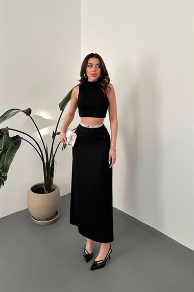 Toptan Siyah Beli Lastikli Etek