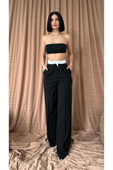 Toptan Siyah Beli Lastikli Pantolon