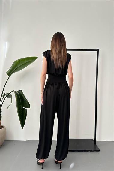 Toptan Siyah Büzgülü Tulum