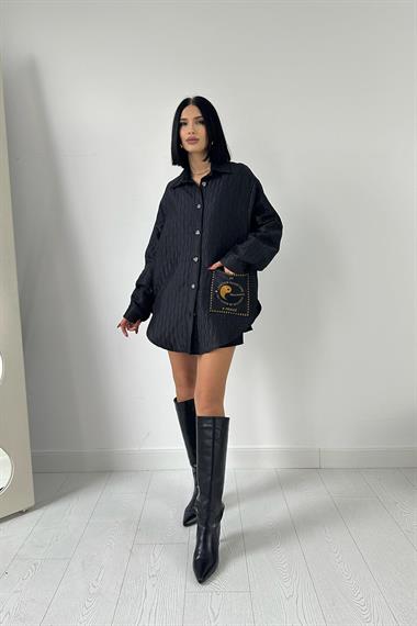 Toptan Siyah Cepli Kapitone Gömlek