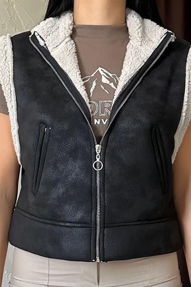 Toptan Siyah Cepli Kısa Yelek