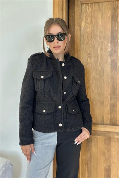 Toptan Siyah Cepli Yumoş Ceket