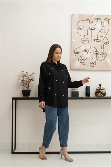 Wholesale Black Flower Pattern Classic Shirt