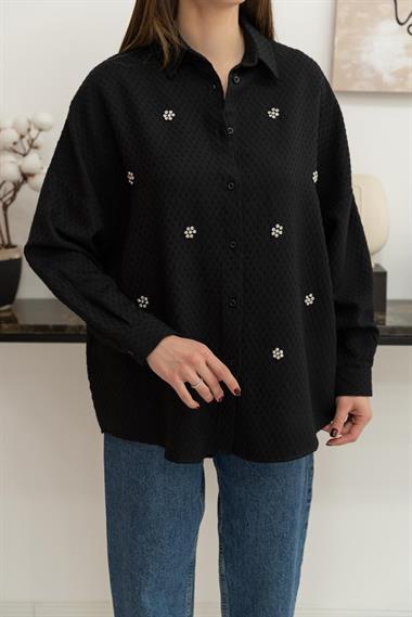 Wholesale Black Flower Pattern Classic Shirt