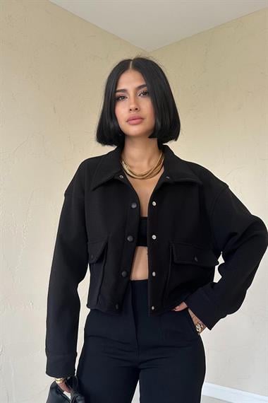 Wholesale Black Snap Button Cashmere Shirt