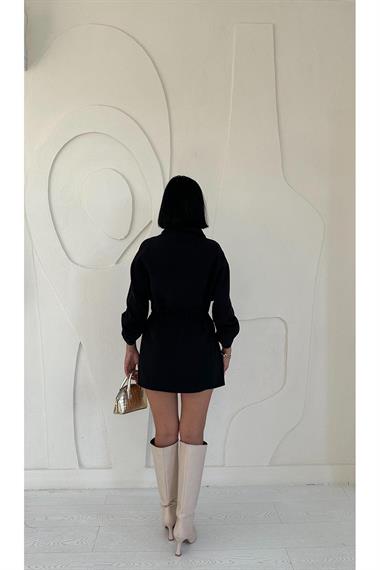 Toptan Siyah Çıtçıtlı Tünelli Gömlek