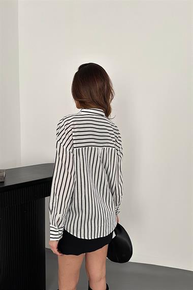 Toptan Siyah Çizgili Gömlek