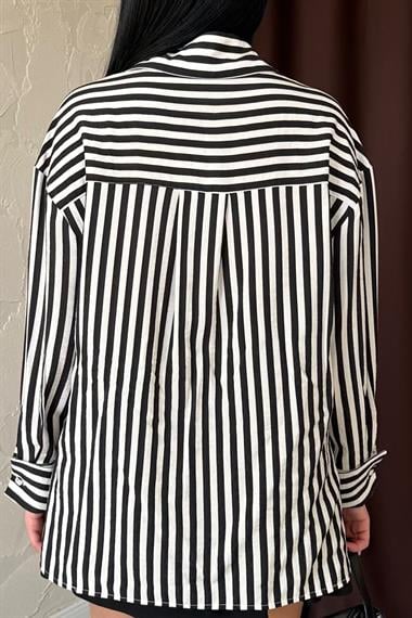 Toptan Siyah Çizgili Gömlek