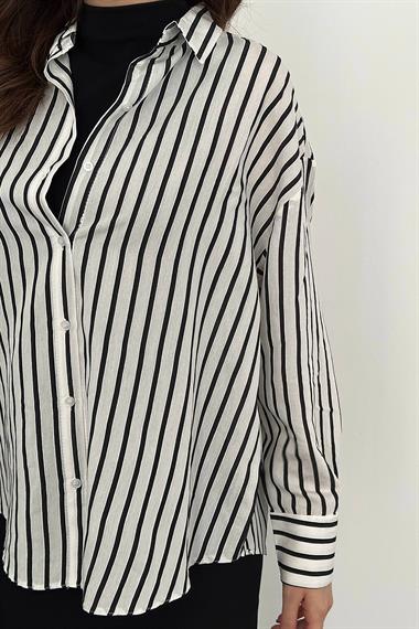 Toptan Siyah Çizgili Gömlek