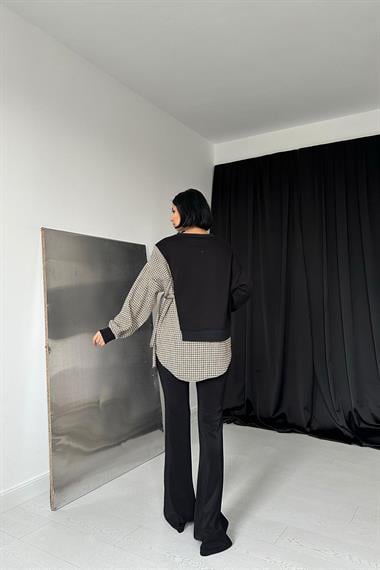 Wholesale Black Striped Shirt Sweatshirt