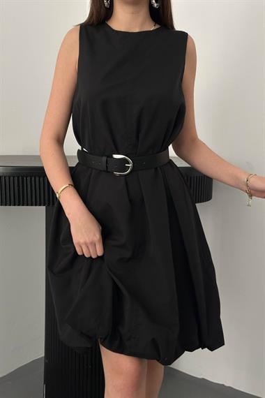 Toptan Siyah Comfort Balon Elbise