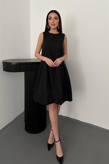 Toptan Siyah Comfort Balon Elbise