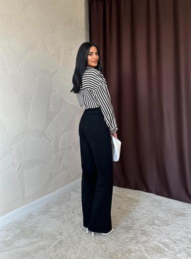 Toptan Siyah Comfy Jeans Pantolon