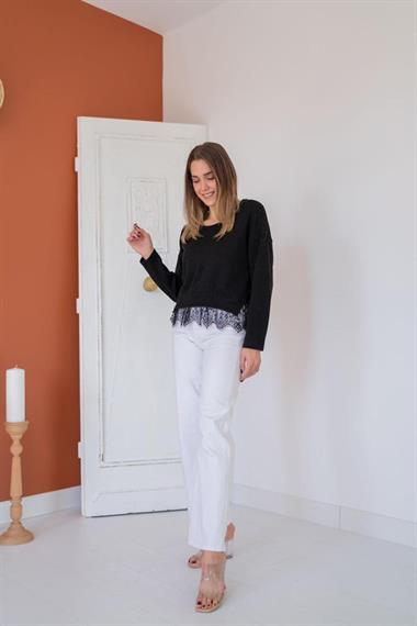 Wholesale Black Lace Detailed Acrylic Blouse