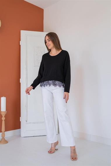 Wholesale Black Lace Detailed Acrylic Blouse