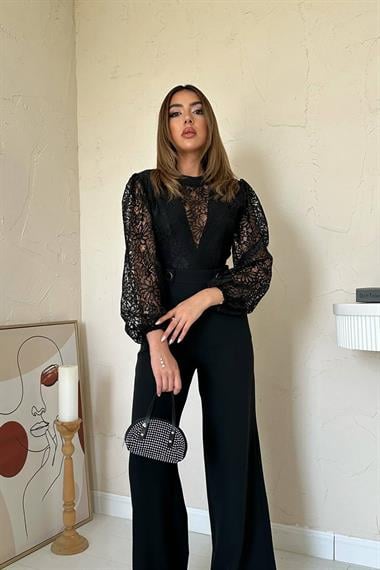 Toptan Siyah Dantelli Apoletli Tulum