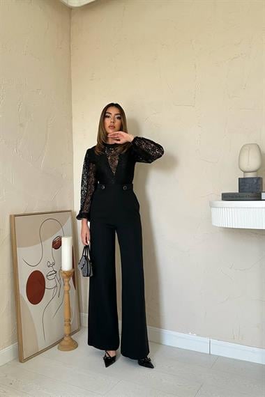 Toptan Siyah Dantelli Apoletli Tulum