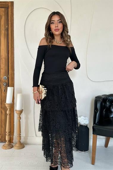 Toptan Siyah Dantelli Kat Kat Etek