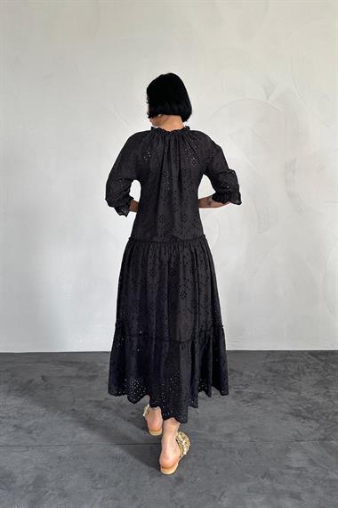 Toptan Siyah Dantelli New Elbise