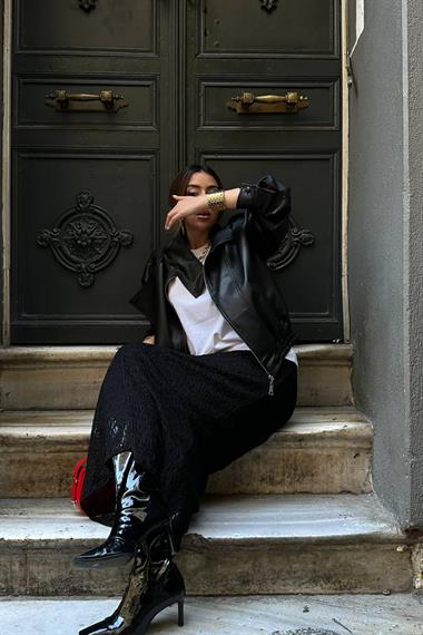 Toptan Siyah Deri Ceket