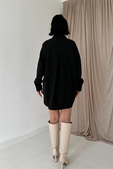 Wholesale Black Patterned and Stoned Shirt