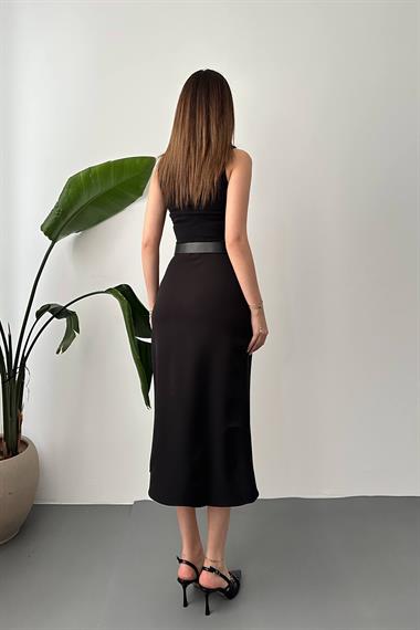 Toptan Siyah Düğmeli Ceket ve Etek Takım