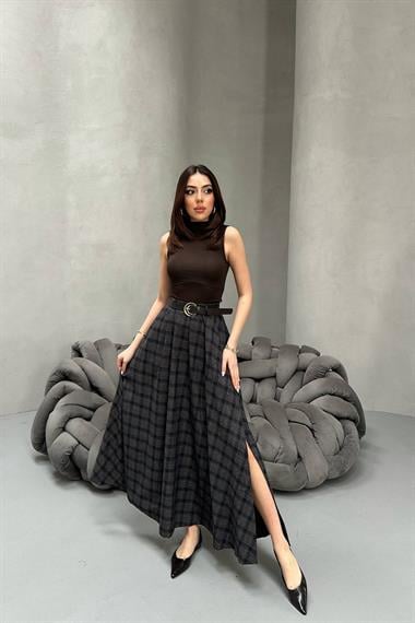 Toptan Siyah Ekose Etek