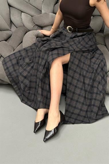 Toptan Siyah Ekose Etek