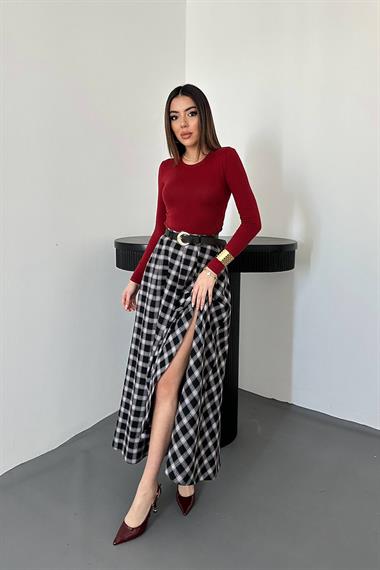 Toptan Siyah Ekoseli Etek