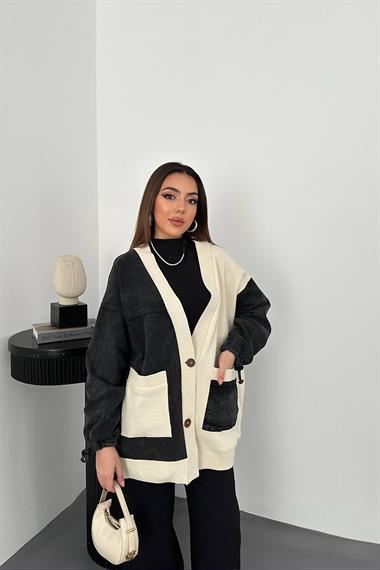 Toptan Siyah Garnili Kot Hırka