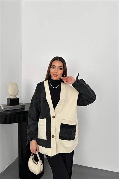 Toptan Siyah Garnili Kot Hırka