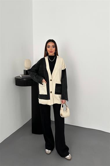 Toptan Siyah Garnili Kot Hırka