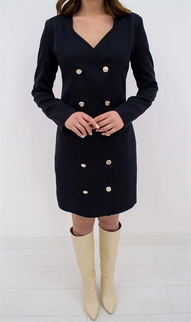 Toptan Siyah Gold Düğmeli Ceket Elbise