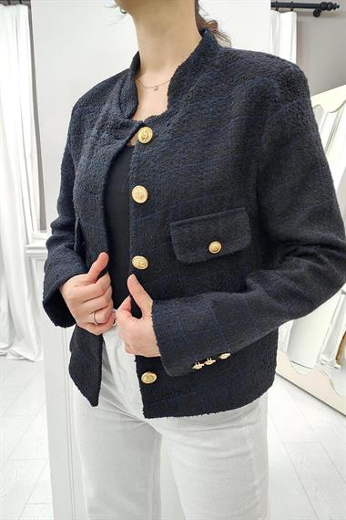 Toptan Siyah Gold Düğmeli Tüvit Ceket