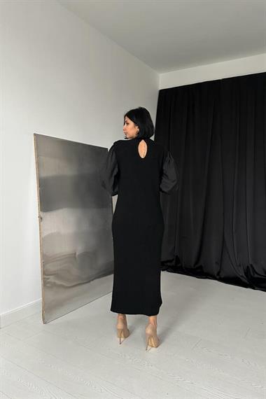 Toptan Siyah Gömlek Triko Elbise